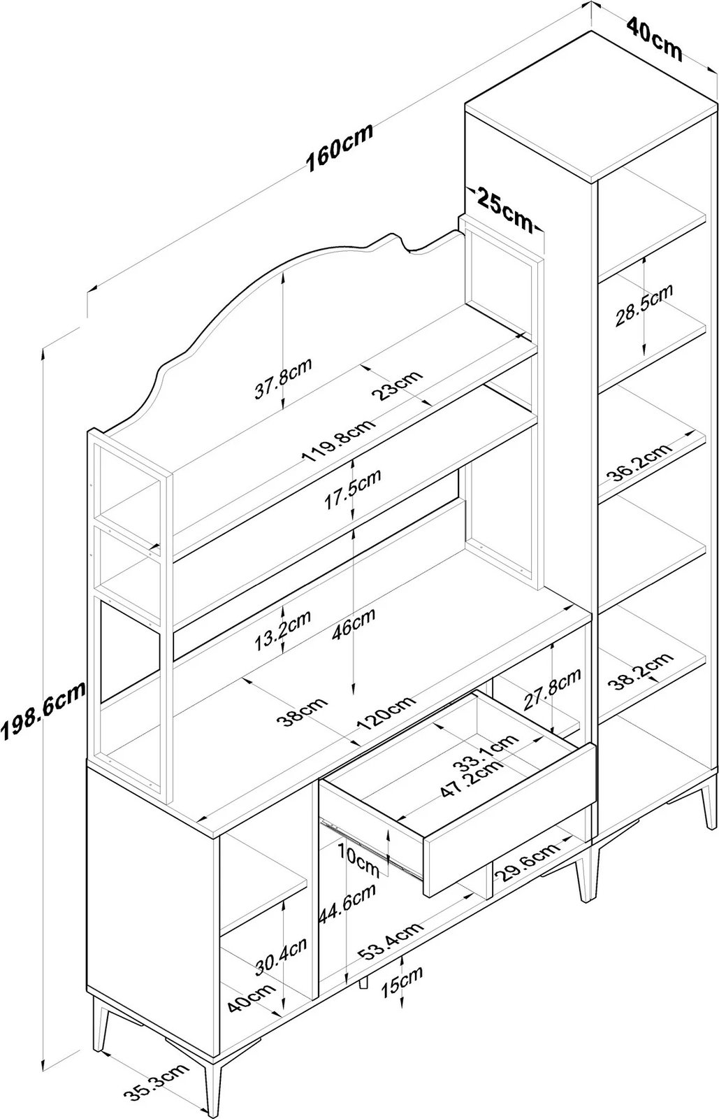 Dollap shumëpërdorimësh, ngjyrë e bardhë, Hanah Home JE149 - 3081