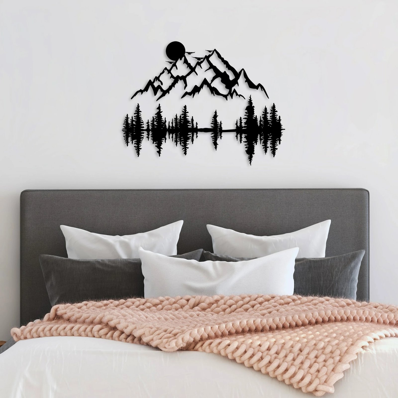 Aksesor dekorativ metalik për mur, natyrë dhe male, Wallity - 13