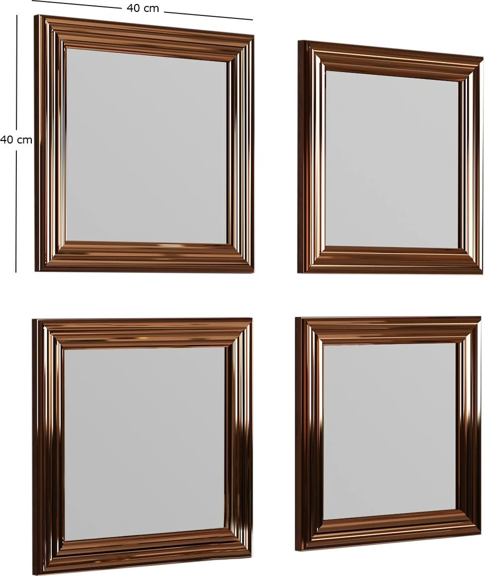 Set pasqyrash (4 copë), Hanah Home, Loza, bronzi