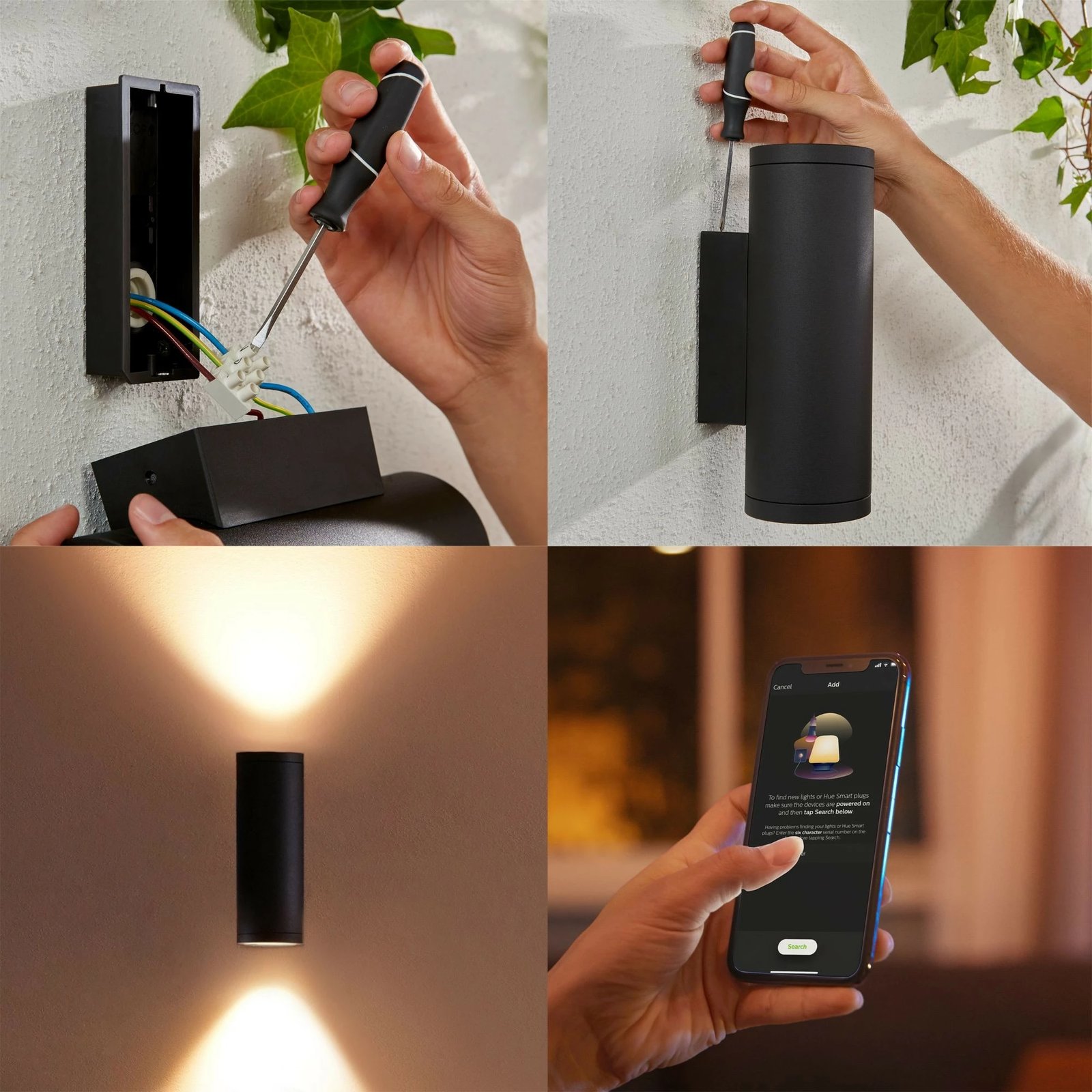 Dritë muri Philips Hue Appear, LED, Metal, Ngjyrë e zezë