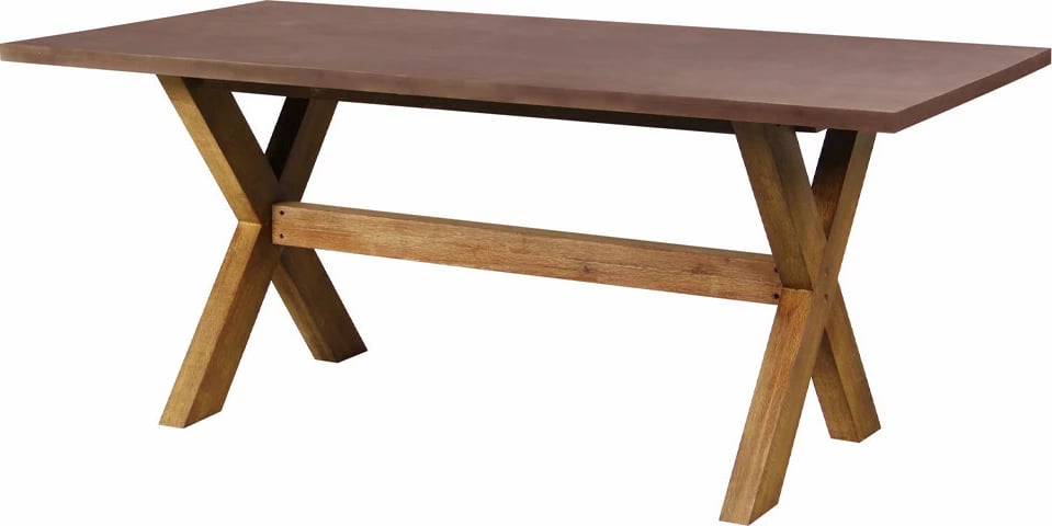 Tavolinë Pompei, ngjyrë e kuqe ndryshku, 200x100x74.5