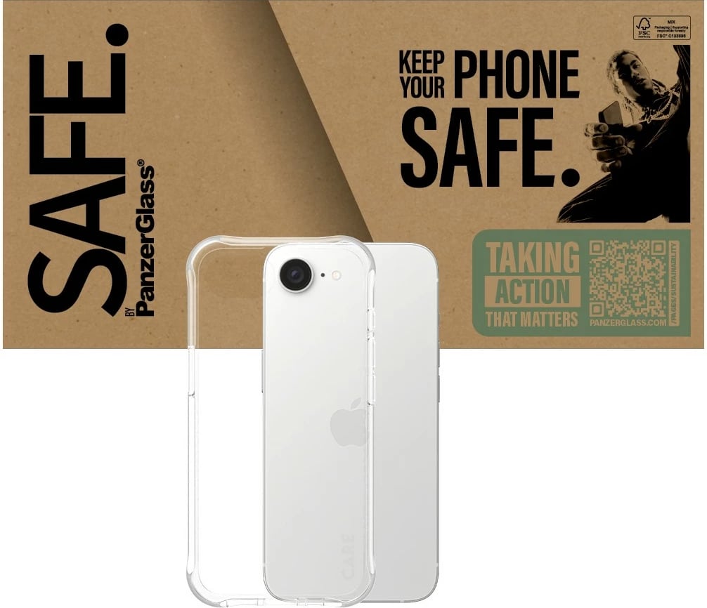 Mbështjellës PanzerGlass për iPhone 16e, transparent