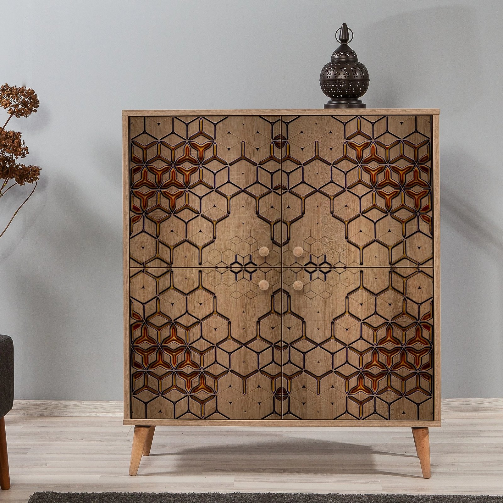 Dollap multifunksional Hanah Home, Multilux-720, ngjyrë lisi Sonoma