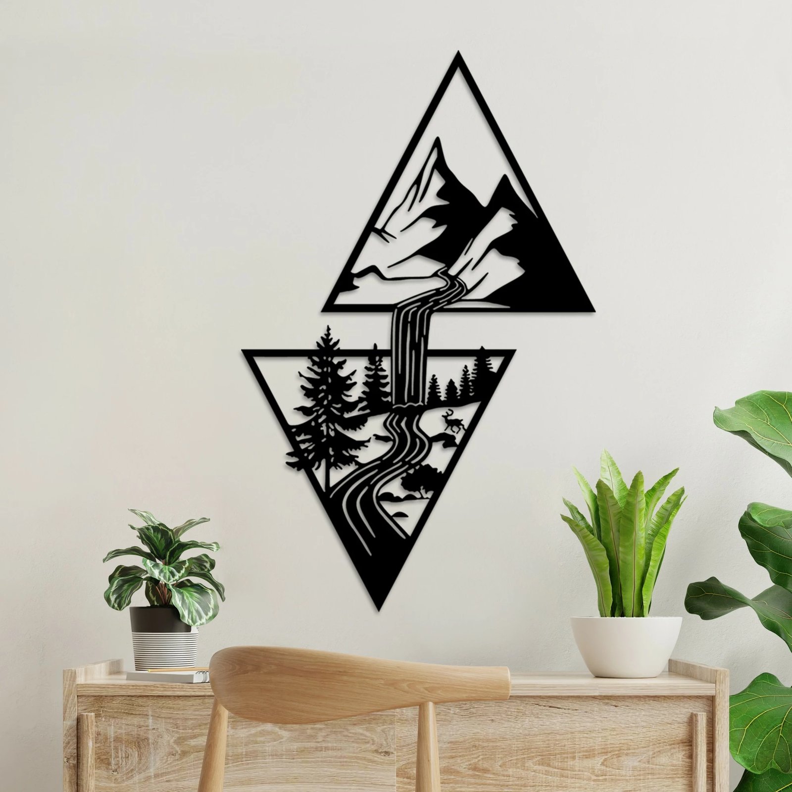 Aksesor dekorativ metalik për mur, Wallity Cassade, ngjyrë e zezë