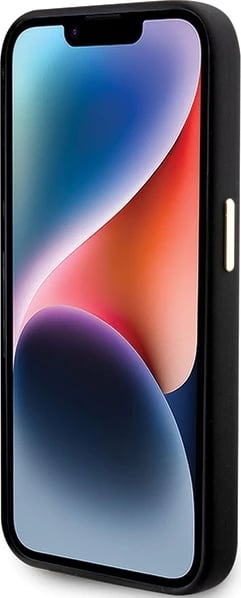 Mbështjellës Guess Silicone Script Metal Logo & Frame për iPhone 15 Pro Max, i zi