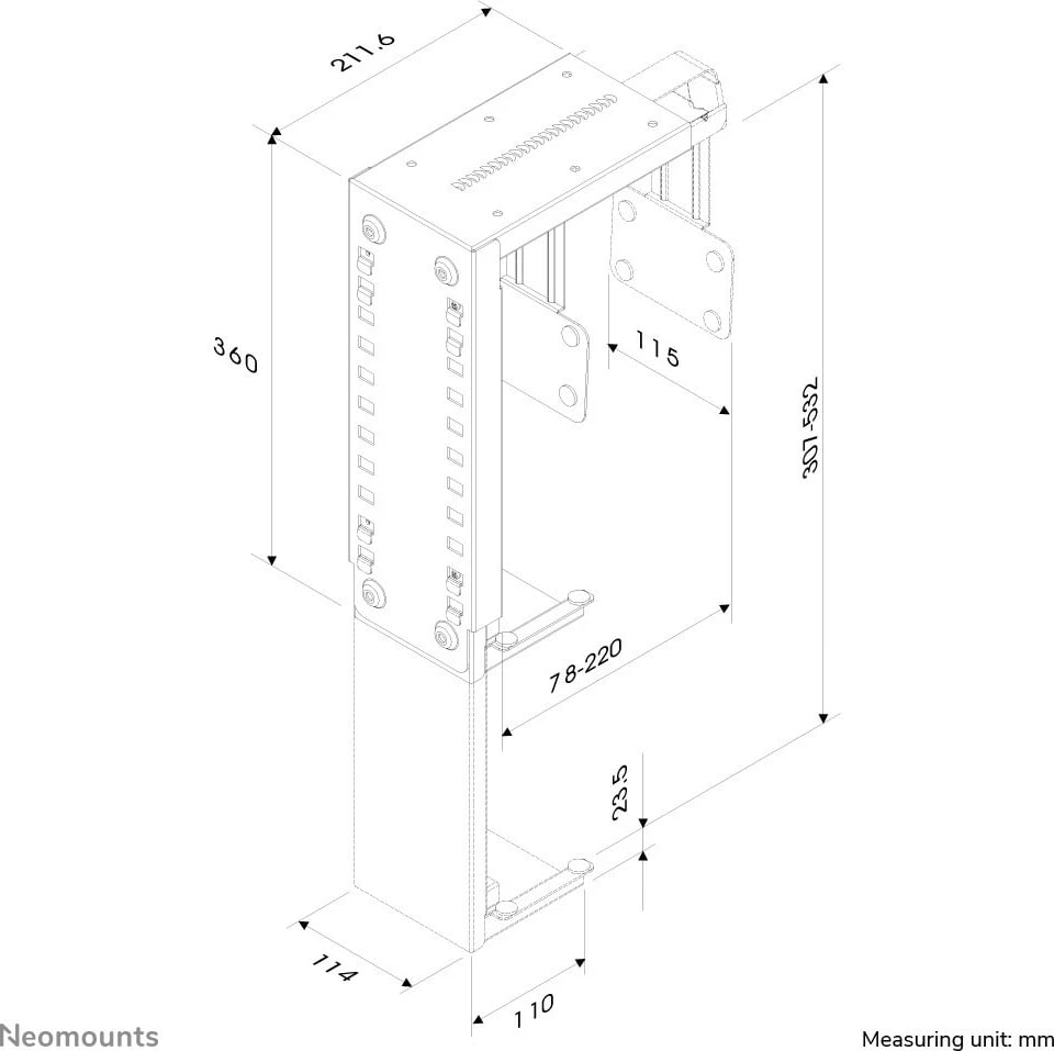 Mbajtës tavoline për kasë kompjuteri NEWSTAR CPU-D100BLACK, Çelik, i zi