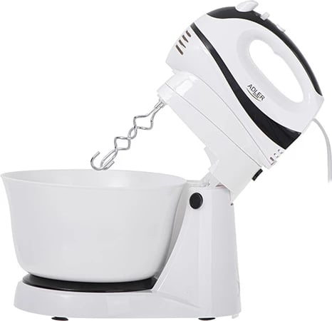 Mikser me tas rrotullues Adler AD 4206, 300W 5 shpejtësi Turbo, 3L, bardhë/zi