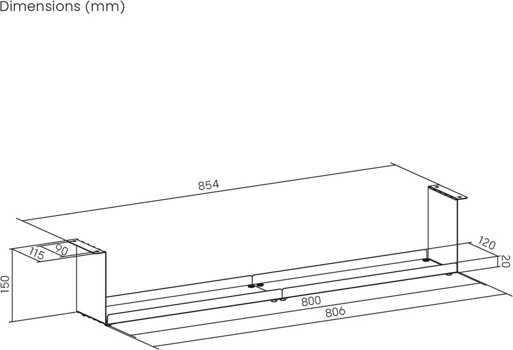 Organizues kabllosh nën-tavolinë Maclean MC-107 B, çelik, i zi