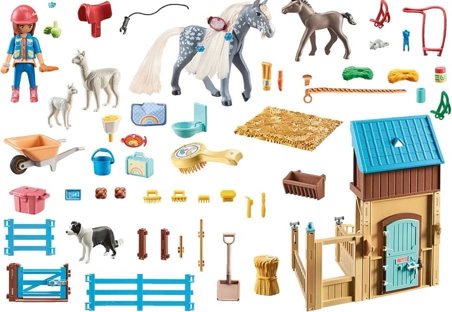 Set lodrash Playmobil Horses of Waterfall 71353 me Amelia, Whisper dhe stalla, 117 pjesë