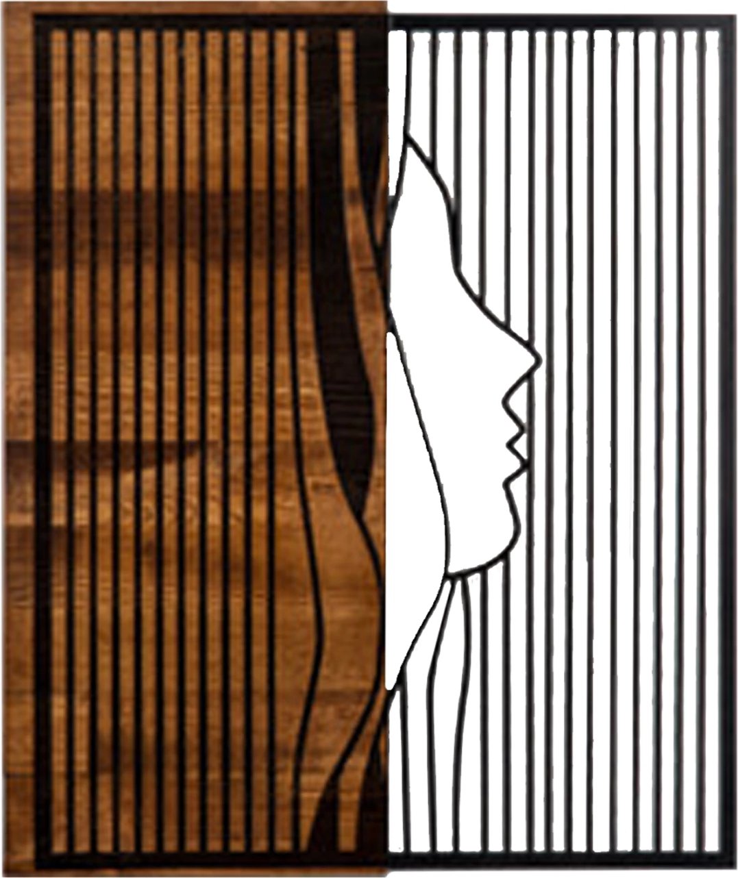 Dekor muri profil gruaje, metal i zi, dru natyral, FH4801, 48x3x58cm