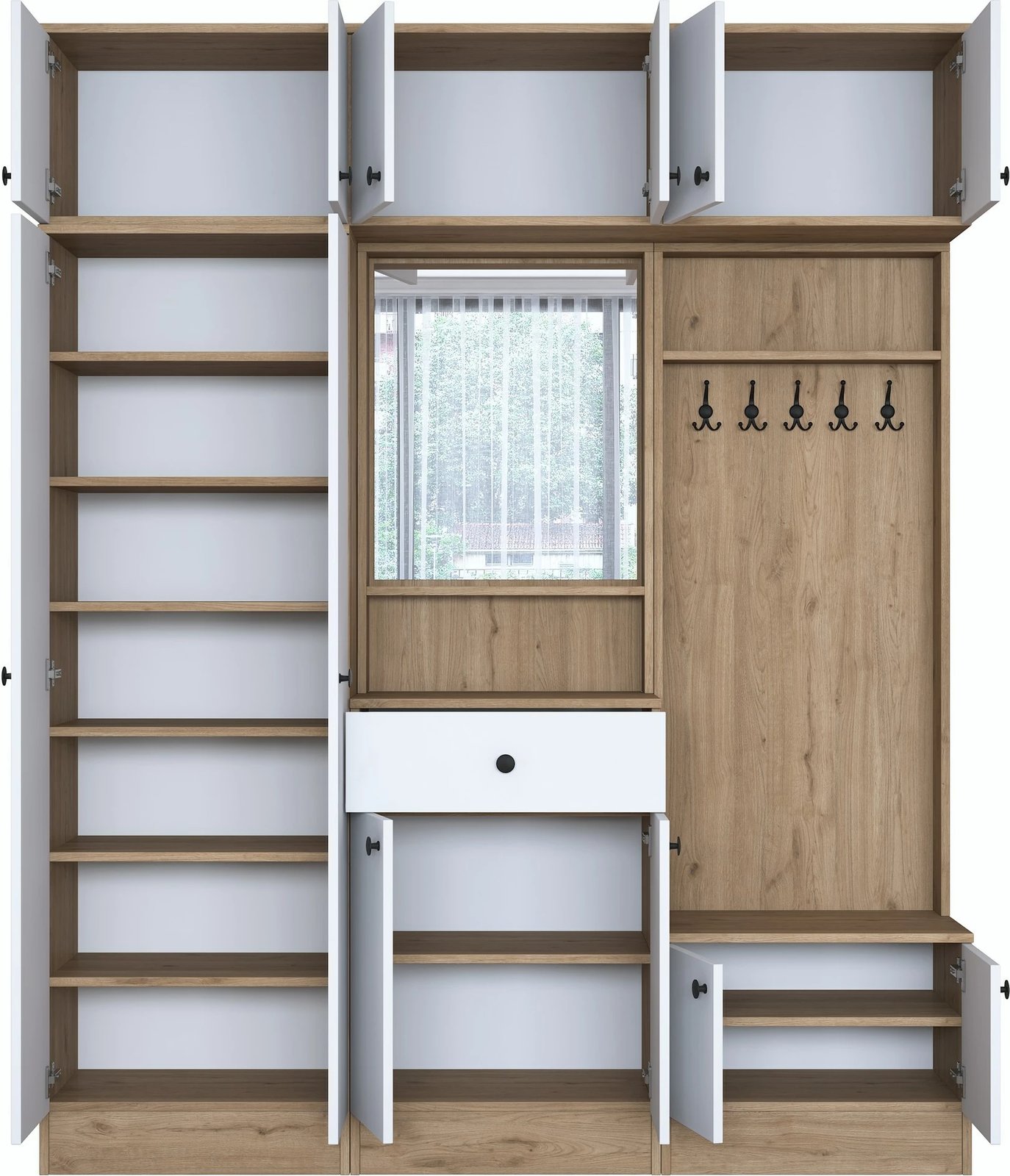 Stendë për korridor, dizajn skandinav, ngjyrë arrë dhe e bardhë, Skye Decor, EA104 - 2421