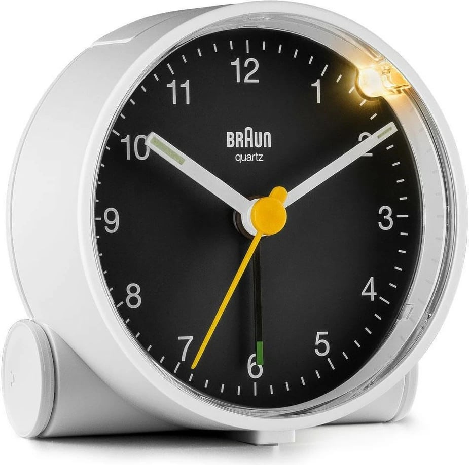 Alarm Braun BC01WB, analog, 12h, zi/bardhë Alarm Braun BC01WB, analog, 12h, zi/bardhë