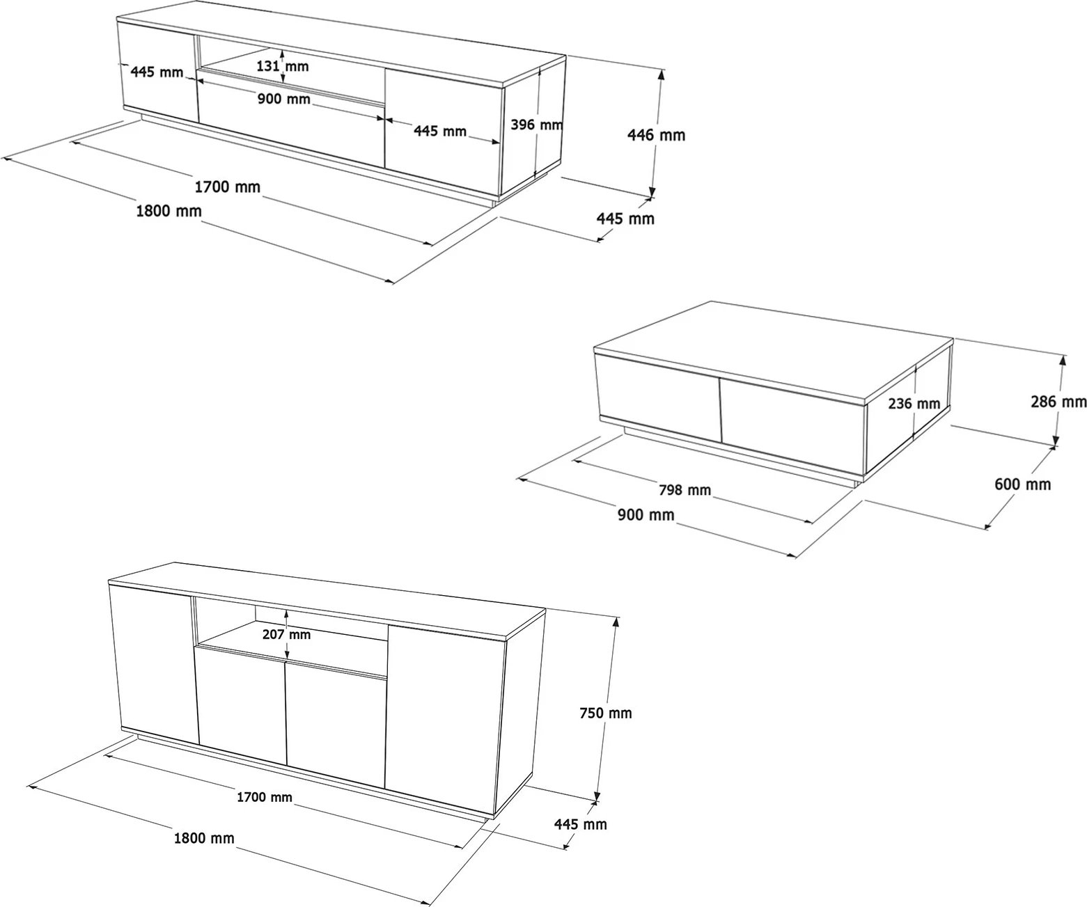 Set mobiljesh për dhomë dite Skye Decor, FR18-AA, ngjyrë Atlantic Pine dhe Antracit