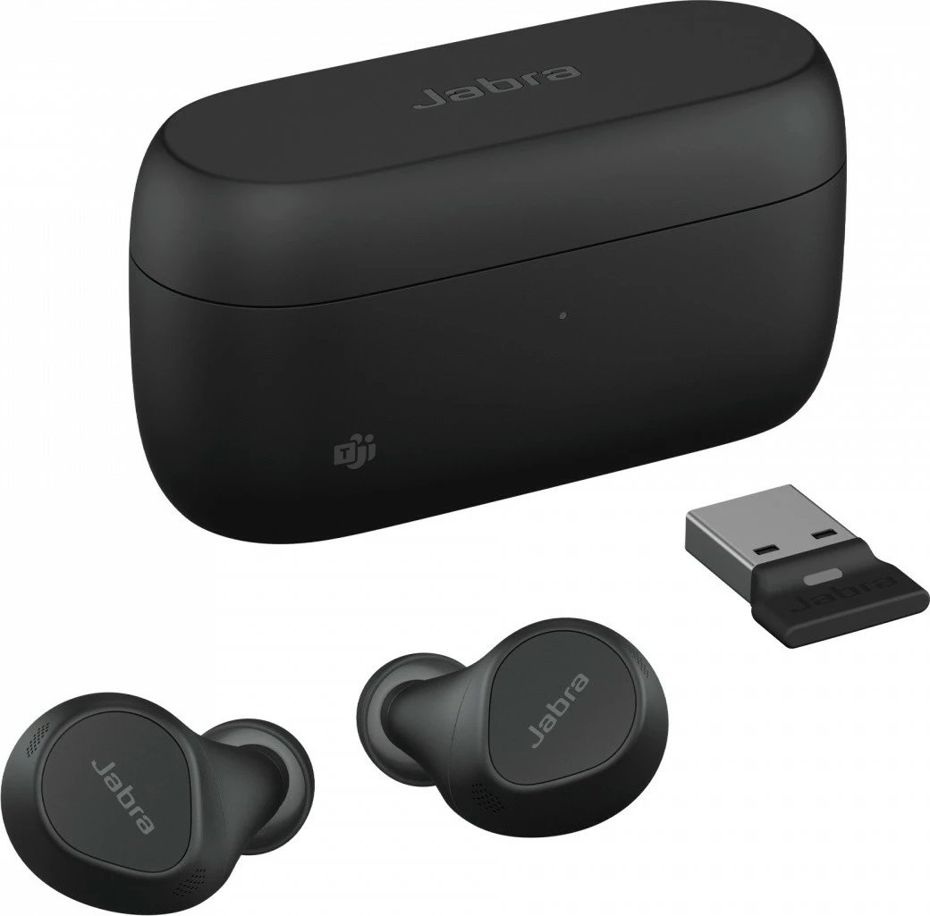 Kufje Jabra Evolve2 Buds wireless me pad karikimi, USB-A, të zeza