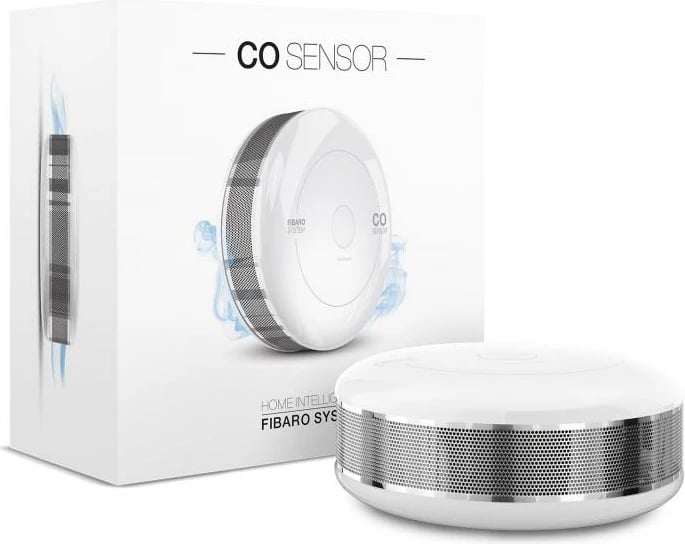 Sensor CO, FIBARO, FGCD-001 (FGCD001), për automatizim shtëpie, 95 x 55 x 95 mm, i bardhë