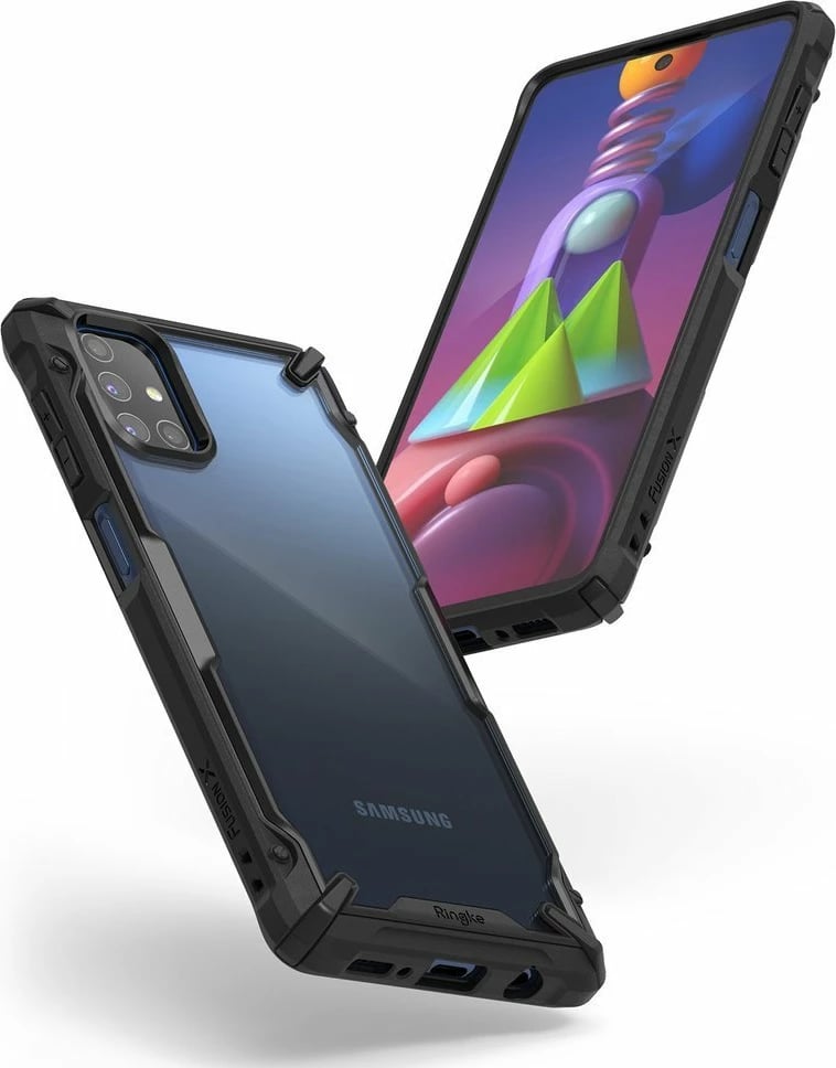 Mbështjellës Ringke Fusion X për Samsung Galaxy M51, i zi/transparente
