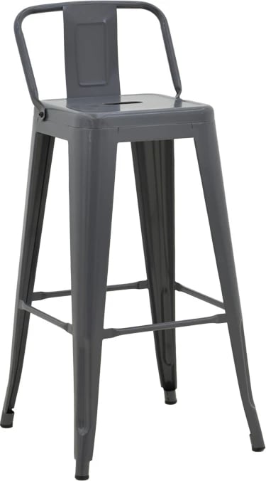 Karrige për bar me shpinore, metalike, ngjyrë antracit, Utopia, 42x42x86cm