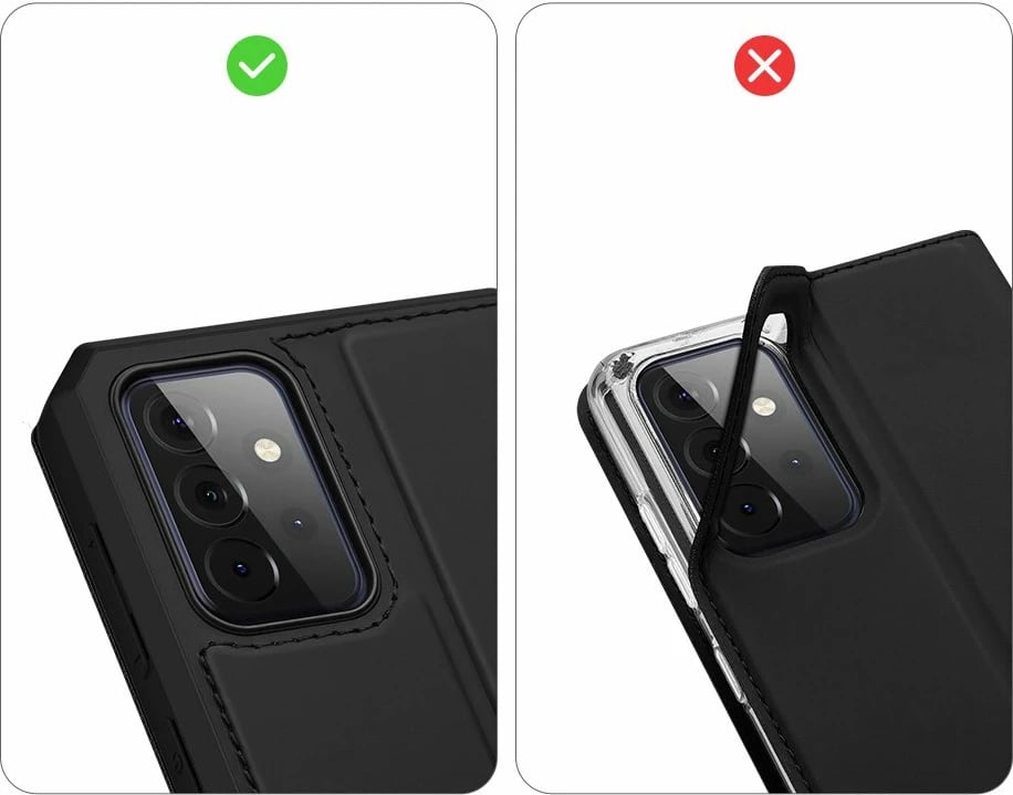 Mbështjellës Dux Ducis Skin X për Samsung Galaxy A72, me kapak, i zi