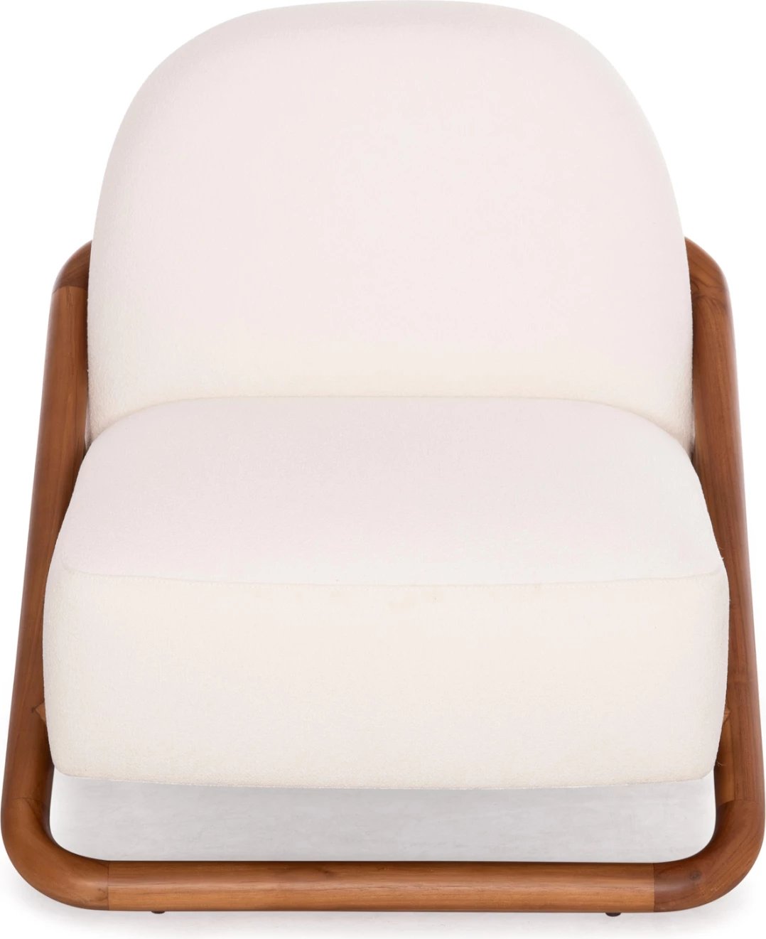 Karrige lounge Ramrod, dru tik natyral, boucle krem e bardhë, 75x87x79cm