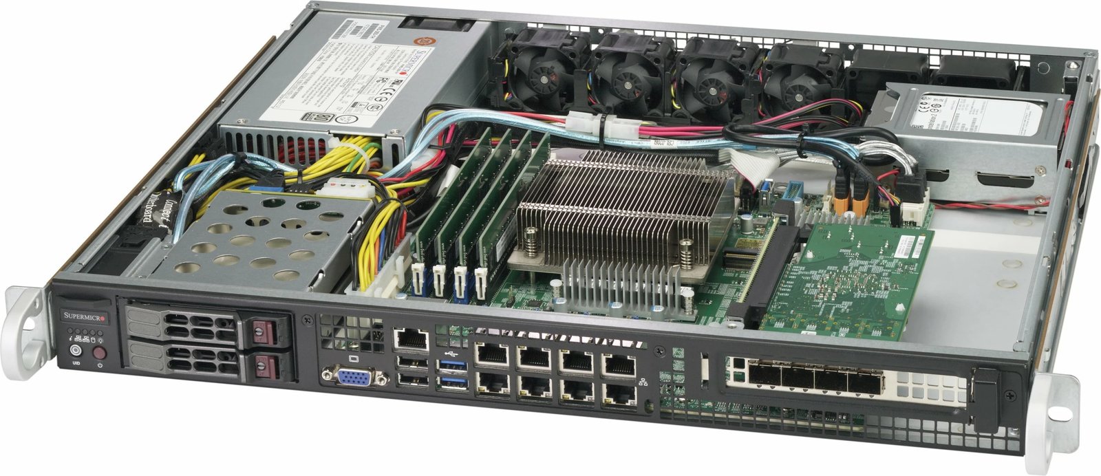 Kasë serveri Supermicro SuperChassis 513BTQC-350B, 1U, 350W, 2x2.5", 4xLAN, e zezë