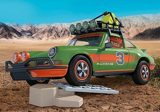 Set lodrash Playmobil Porsche 911 Carrera RS 2.7 Offroad, 47 pjesë, Jeshile/Portokalli