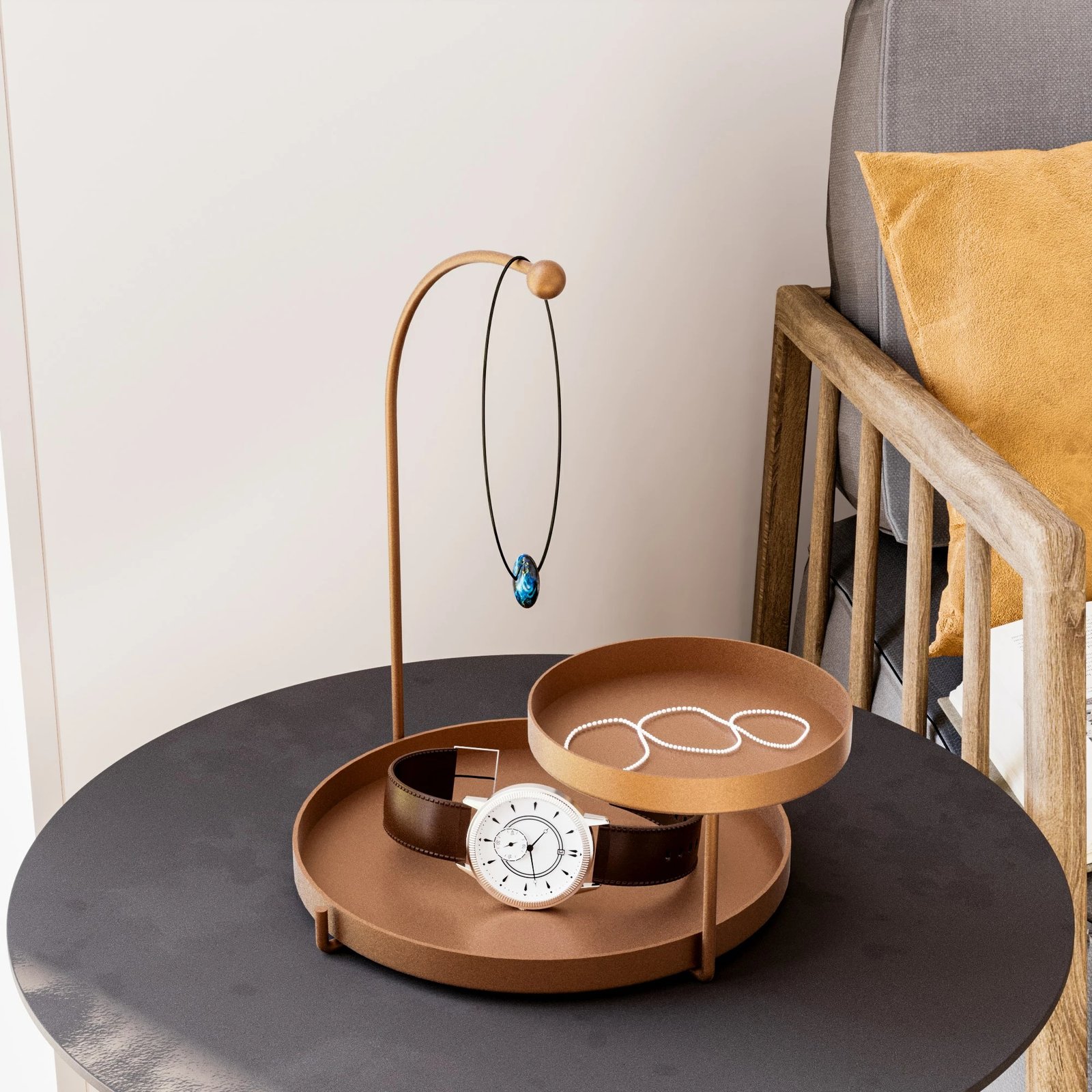 Aksesor dekorativ metalik Aberto Design, Knidos-A, ngjyrë bakri