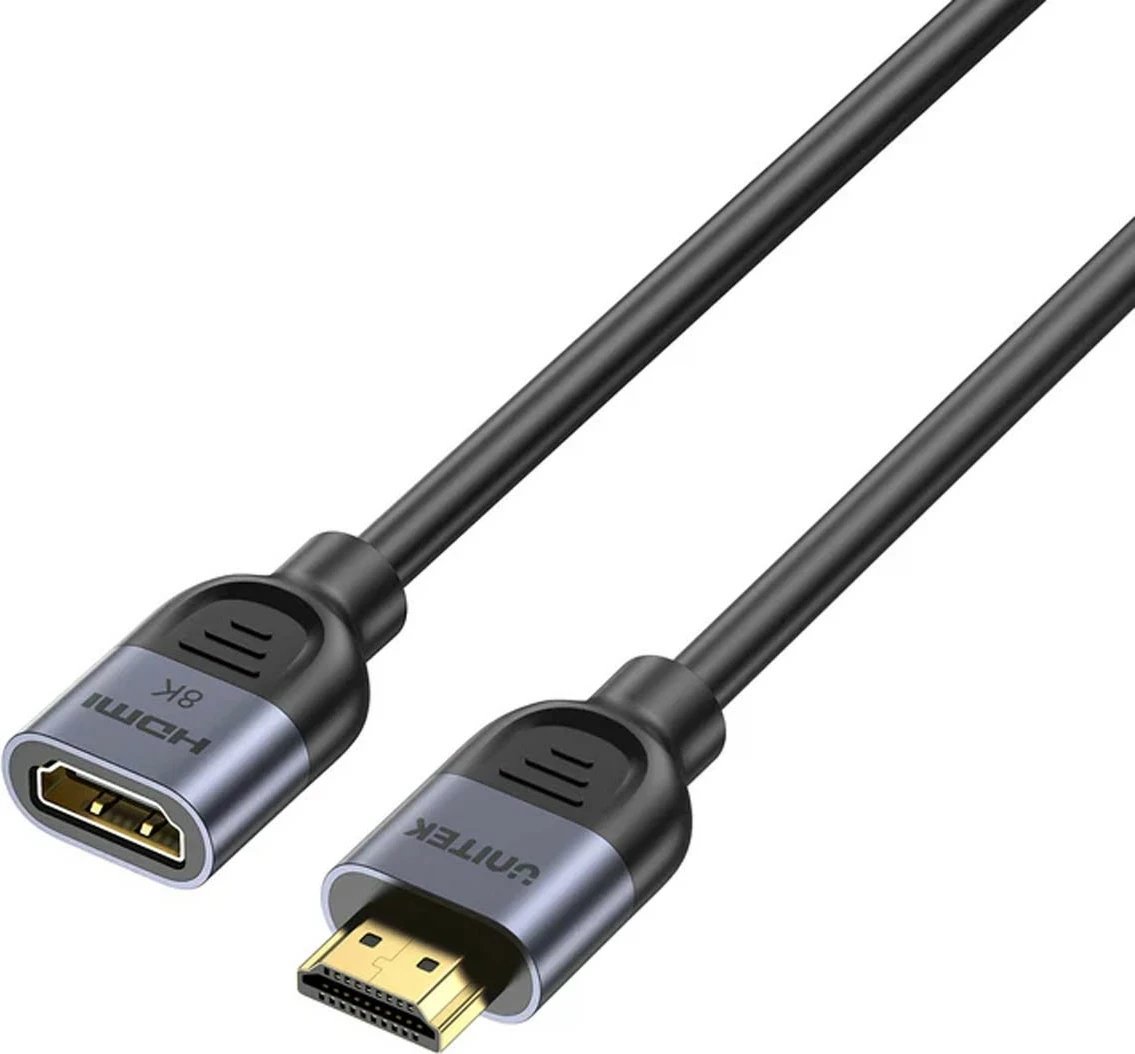 Zgjatës HDMI Unitek 2.1, 8K 0.5m, ngjyrë argjend-zi