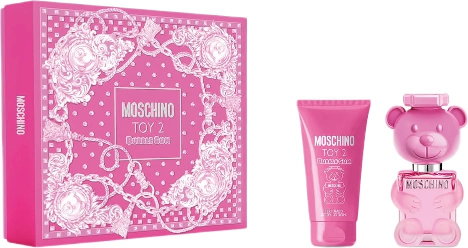 Set Eau de Toilette dhe balsam trupi Moschino Toy 2 Bubble Gum për femra, 30ml + 50ml