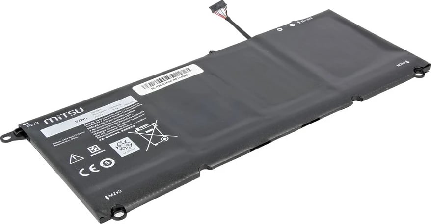 Bateri laptop Mitsu për Dell XPS 13 9350, 7000 mAh, 7.4-7.6V, e zezë