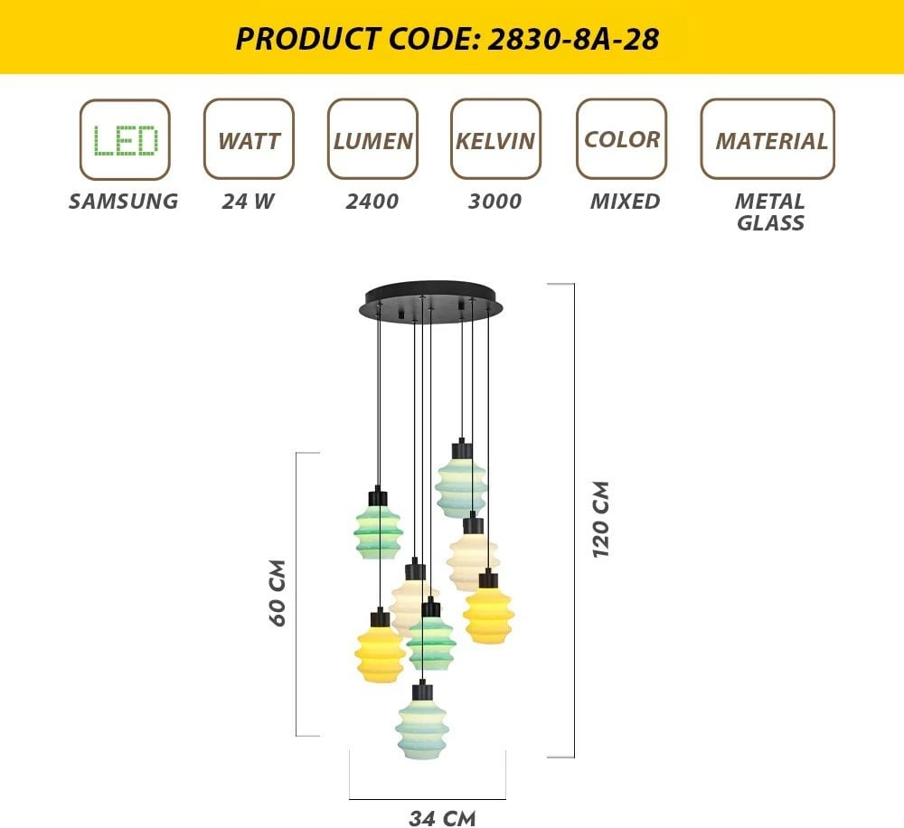 Llambadar Opviq, shumëngjyrësh, 2830-8A-28