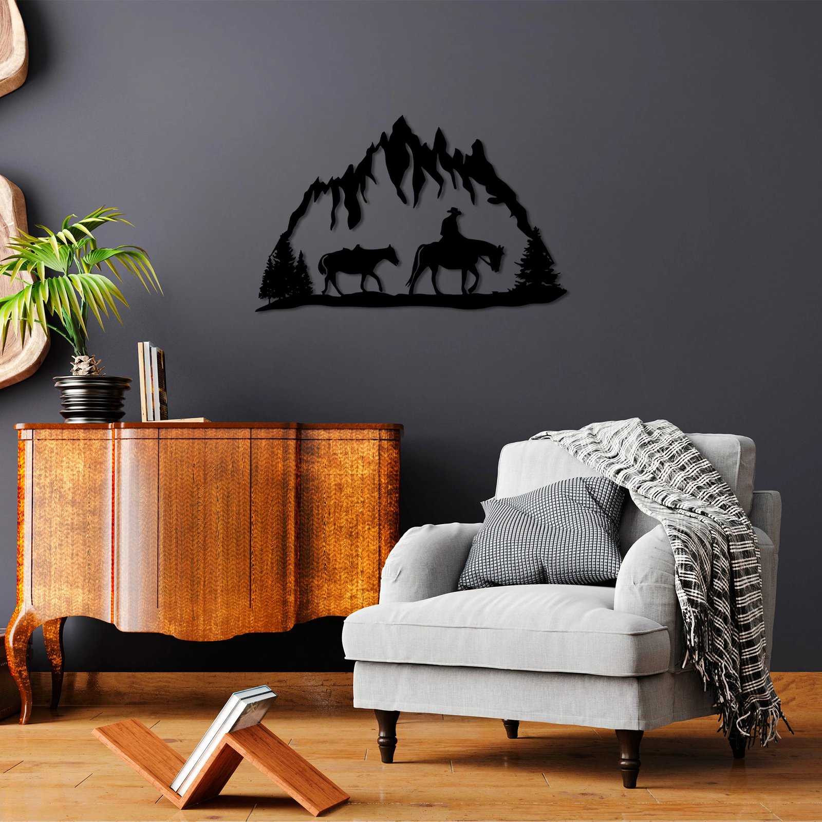 Aksesor dekorativ metalik për mur, Cowboy - 313