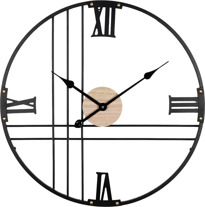 Orë muri Latine metalike, ngjyrë e zezë, 60x2.5x60cm