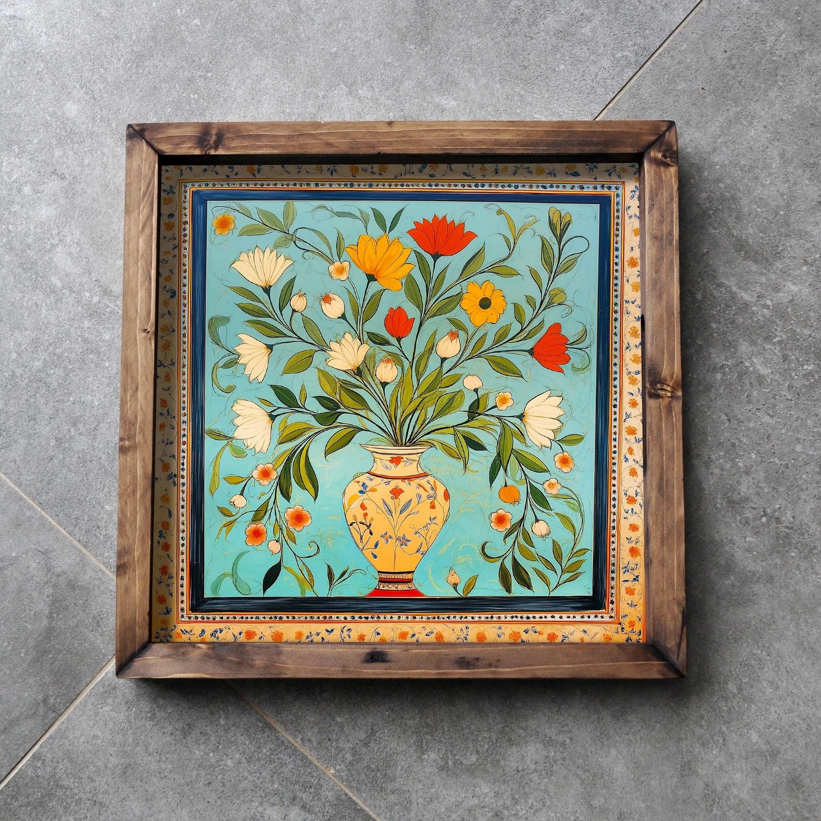 Tabaka druri, dizajn lule, multikolor, REF058, 35x35x4cm Tabaka druri, dizajn lule, multikolor, REF058, 35x35x4cm