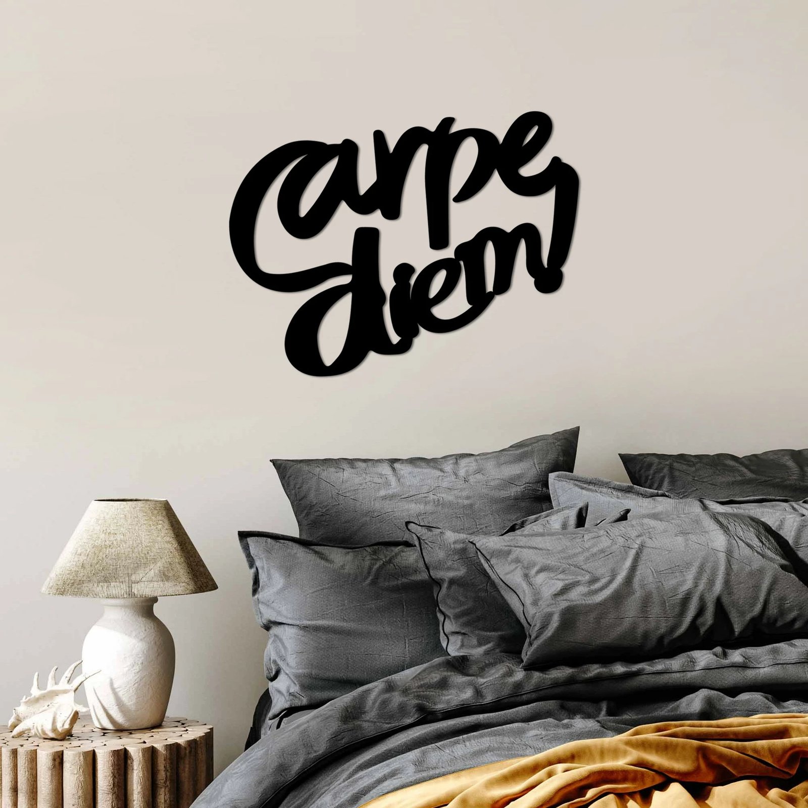 Aksesor dekorativ metalik për mur, Carpe Diem 5, ngjyrë e zezë, Wallity