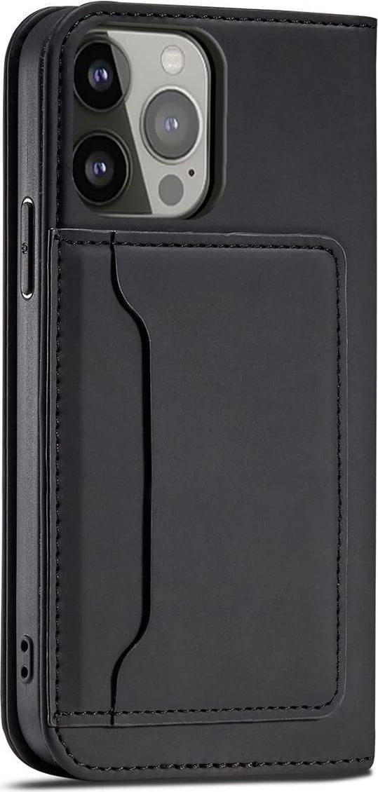 Mbështjellës Hurtel Magnet Card Case për iPhone 14 Pro Max, me kapak, xhep për karta, i zi