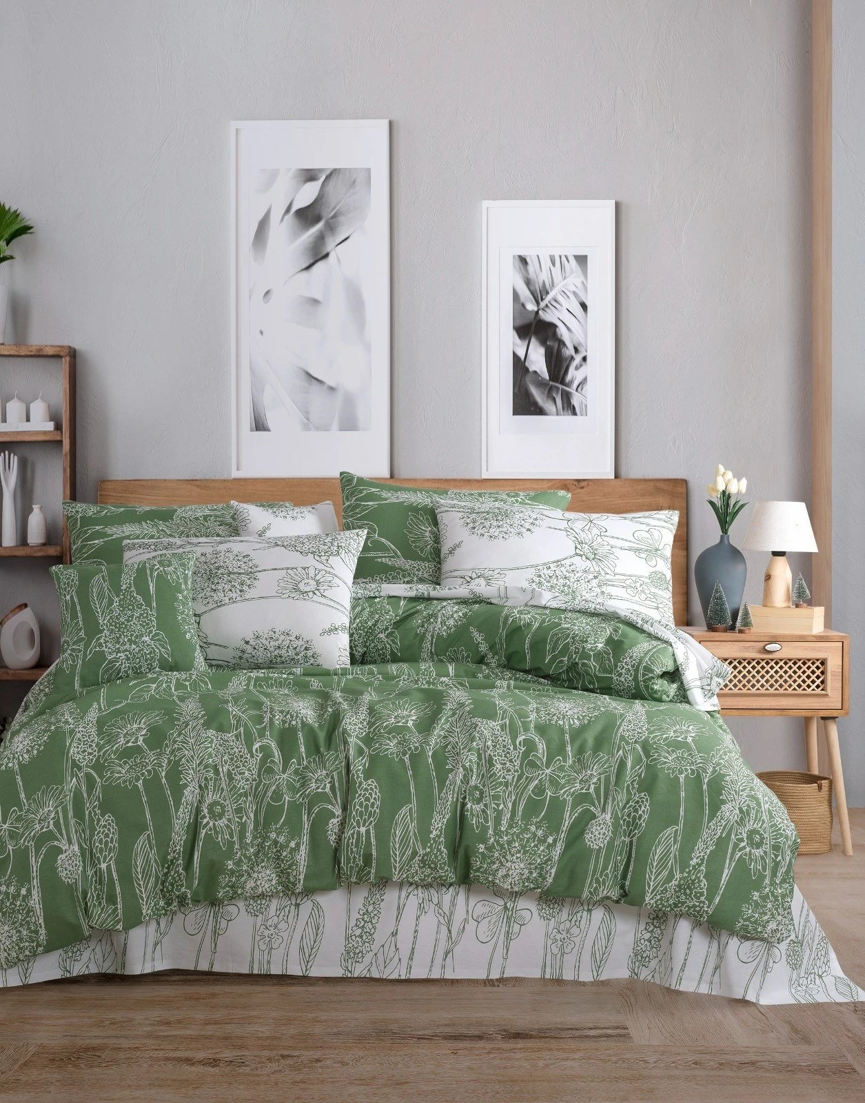 Set mbulesë për jorgan Super King, L'essentiel, Lara, jeshile-bardhë Set mbulesë për jorgan Super King, L'essentiel, Lara, jeshile-bardhë