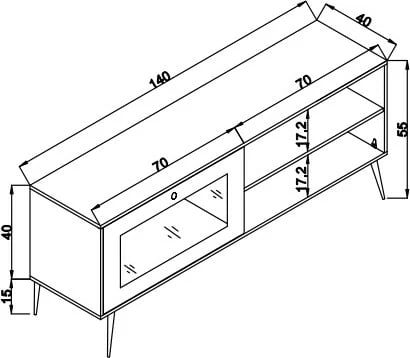 Komodë TV Hanah Home, Hazeran 140, ngjyrë lisi
