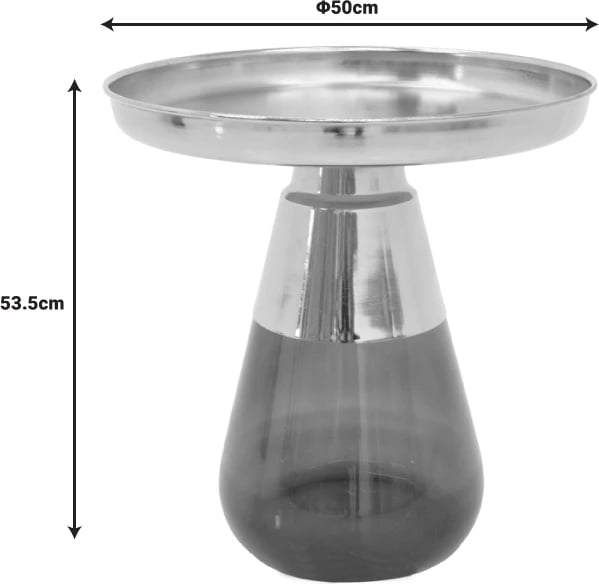 Tavolinë kafeje Kunlo Inart krom i artë-xham i zi D50x53.5cm