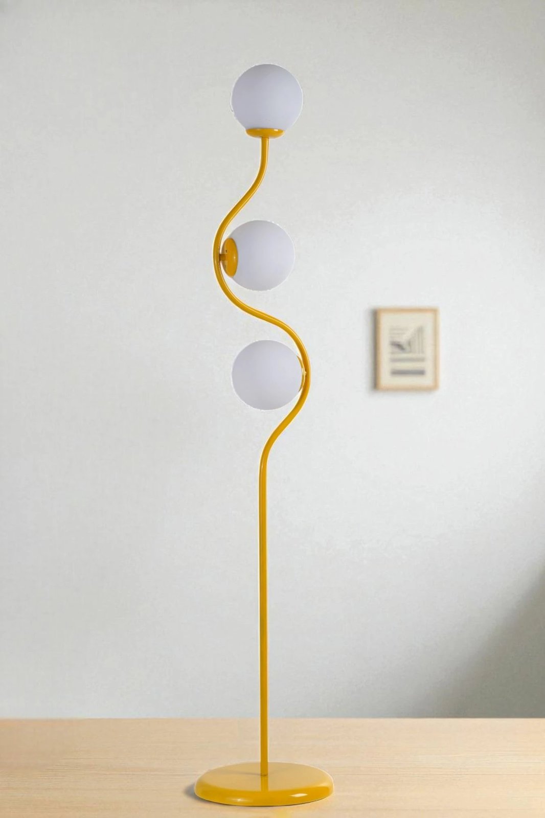 Llambë dyshemeje Opviq, 8944-7, ngjyrë e bardhë dhe mustardë