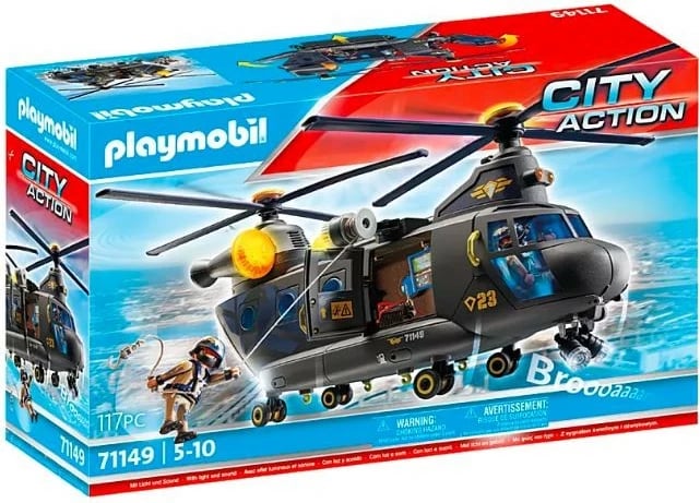 Set helikopter shpëtimi Playmobil City Action 71149 me drita e zë, 117 pjesë