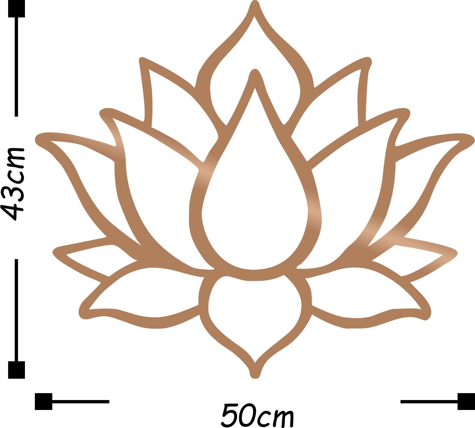 Aksesor dekorativ metalik për mur, lule lotus, ngjyrë bakri, Wallity