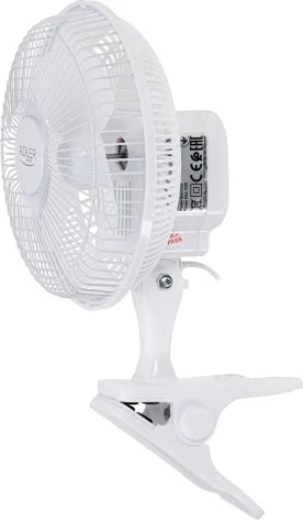 Ventilator tavoline Adler AD 7317 15 cm 2 shpejtësi 30W me bazë dhe kapëse i bardhë