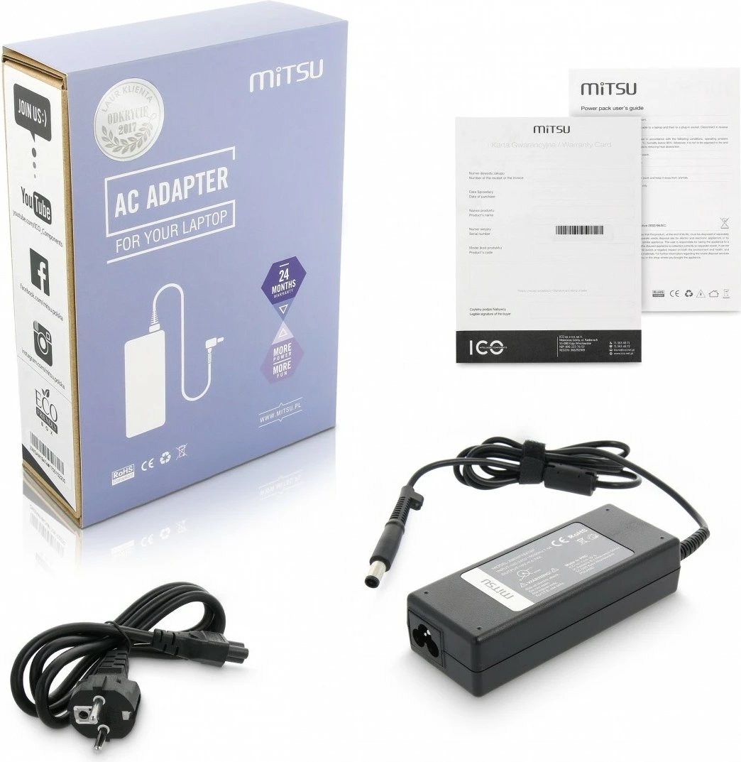Furnizues energjie Mitsu ZM/HP19474P për HP/Compaq, 19V 4.74A, 90W, i zi