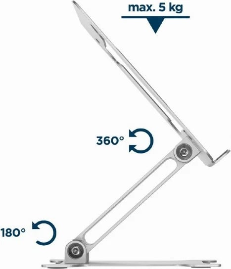 Mbajtës i palosshëm për laptop Gembird NBS-D1-03, alumini, 15.6", argjendtë