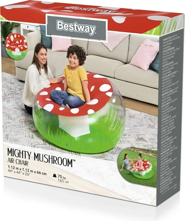 Karrige fryrëse për fëmijë Bestway Mighty Mushroom, PVC, e bardhë/transparente