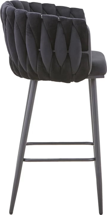 Karrige për bar Vivian, kadife e zezë, këmbë metalike, 57x50x100cm