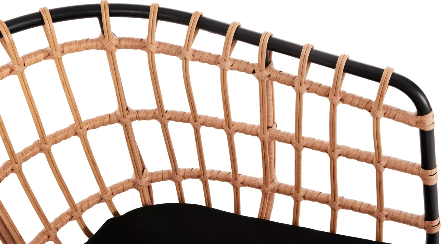 Karrige për jashtë ALLEGRA FH5456.11 metalike & jastëk ngjyrë e zezë - Wicker bezhë 58x61x81Hcm