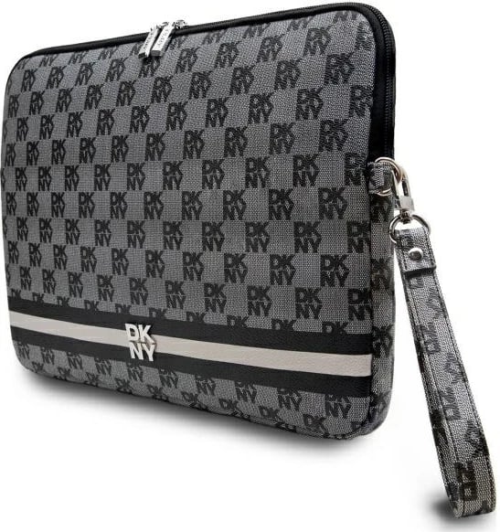 Mbështjellës laptopi DKNY, 14", motiv shahu me vija, i zi