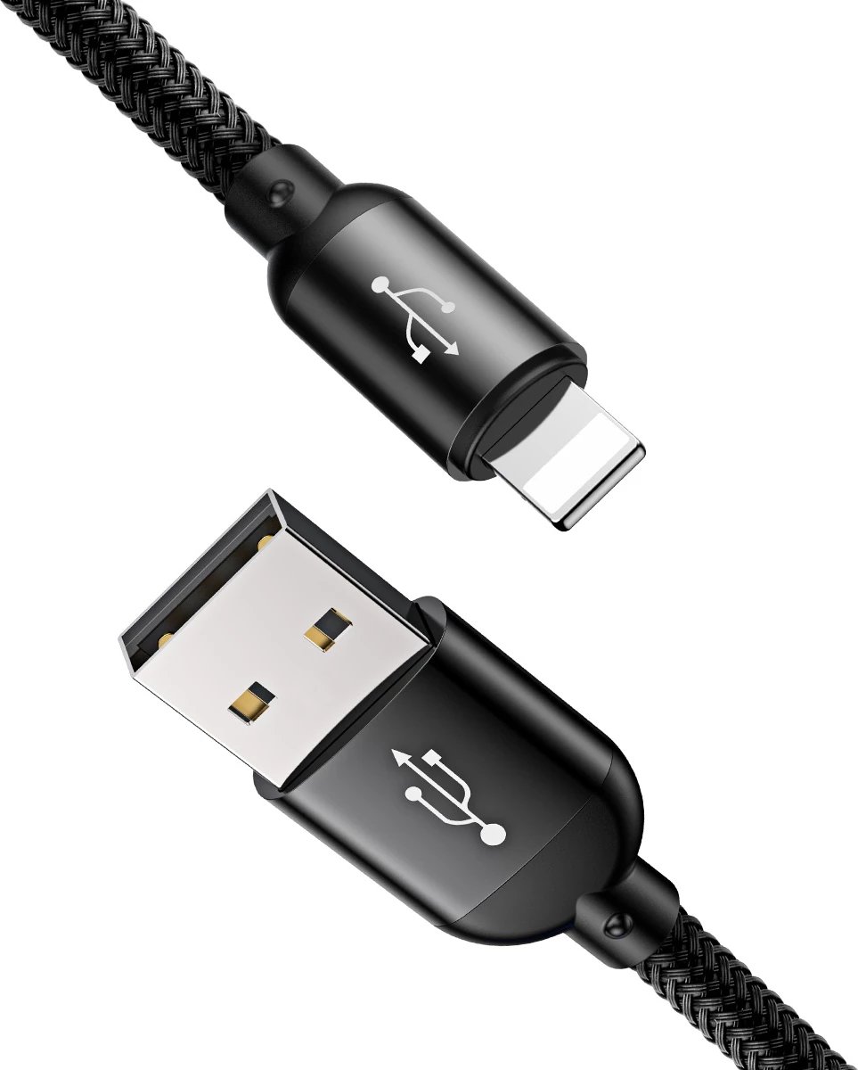 Kabllo 3-në-1 Baseus Three Primary Colors CAMLT-BSY01, 0.3m, USB-A në micro USB/Lightning/USB-C, e zezë, e kuqe, e kaltër
