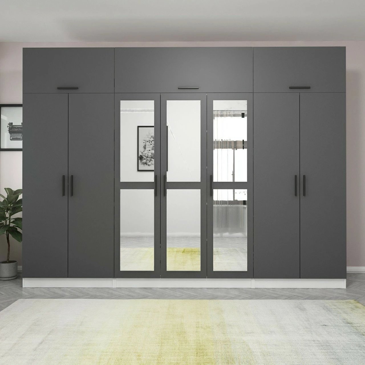 Dollap rrobash Skye Decor, anthracite dhe i bardhë, 5254